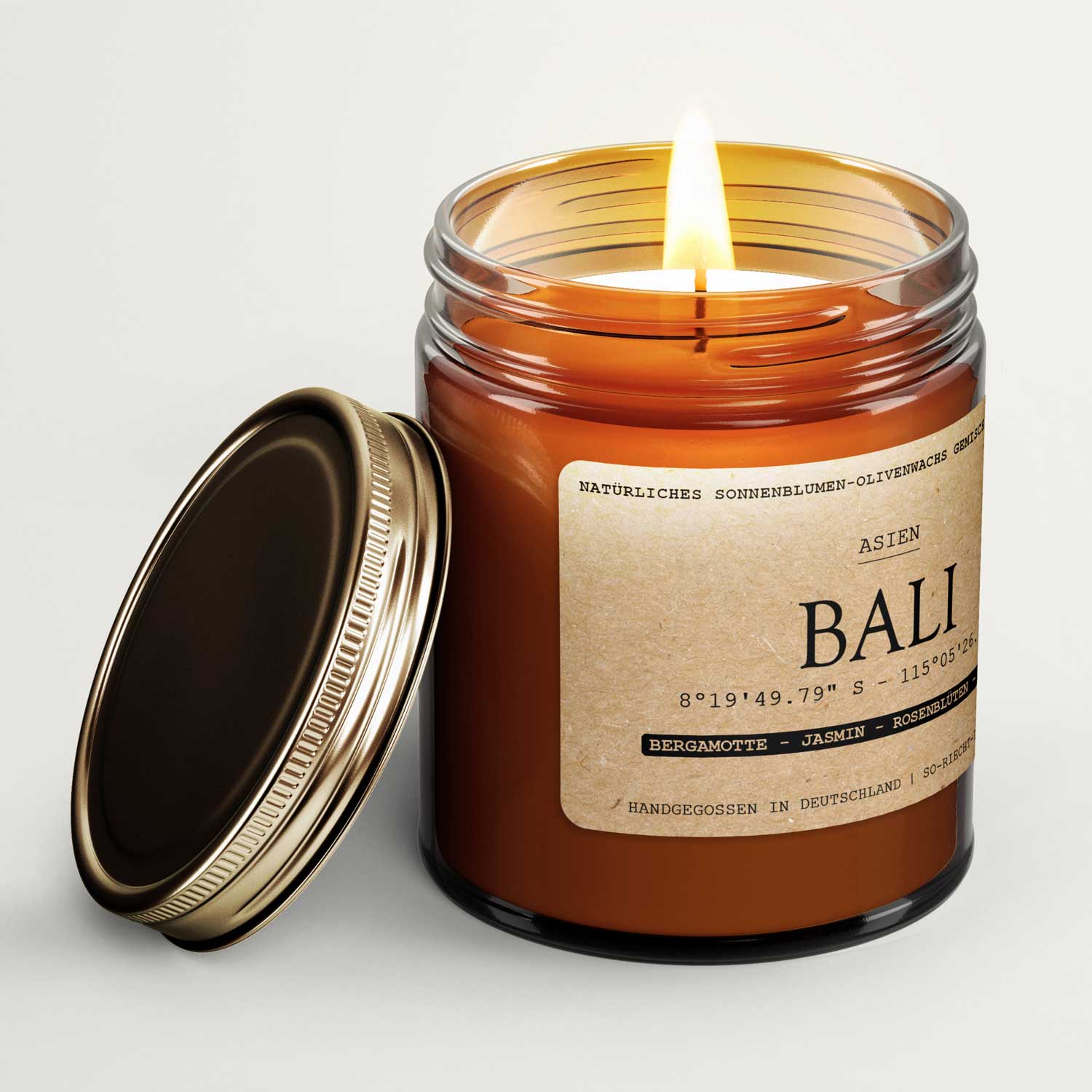 Bali Duftkerze - Bergamotte | Jasmin | Rosenblüten | Moschus