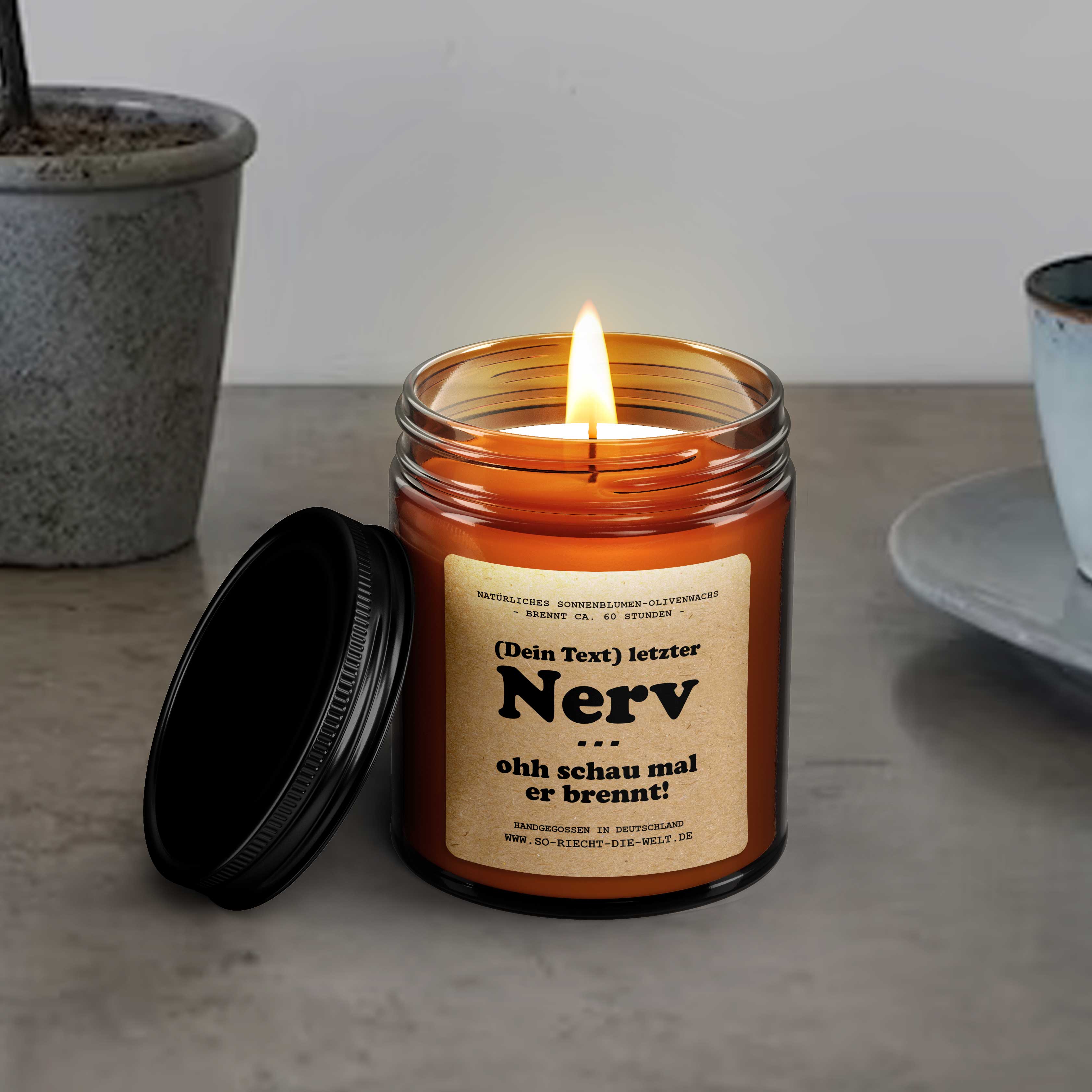 Individuelle letzter Nerv Duftkerze, Kerze, individueller Name Kerze, lustiges Geschenk