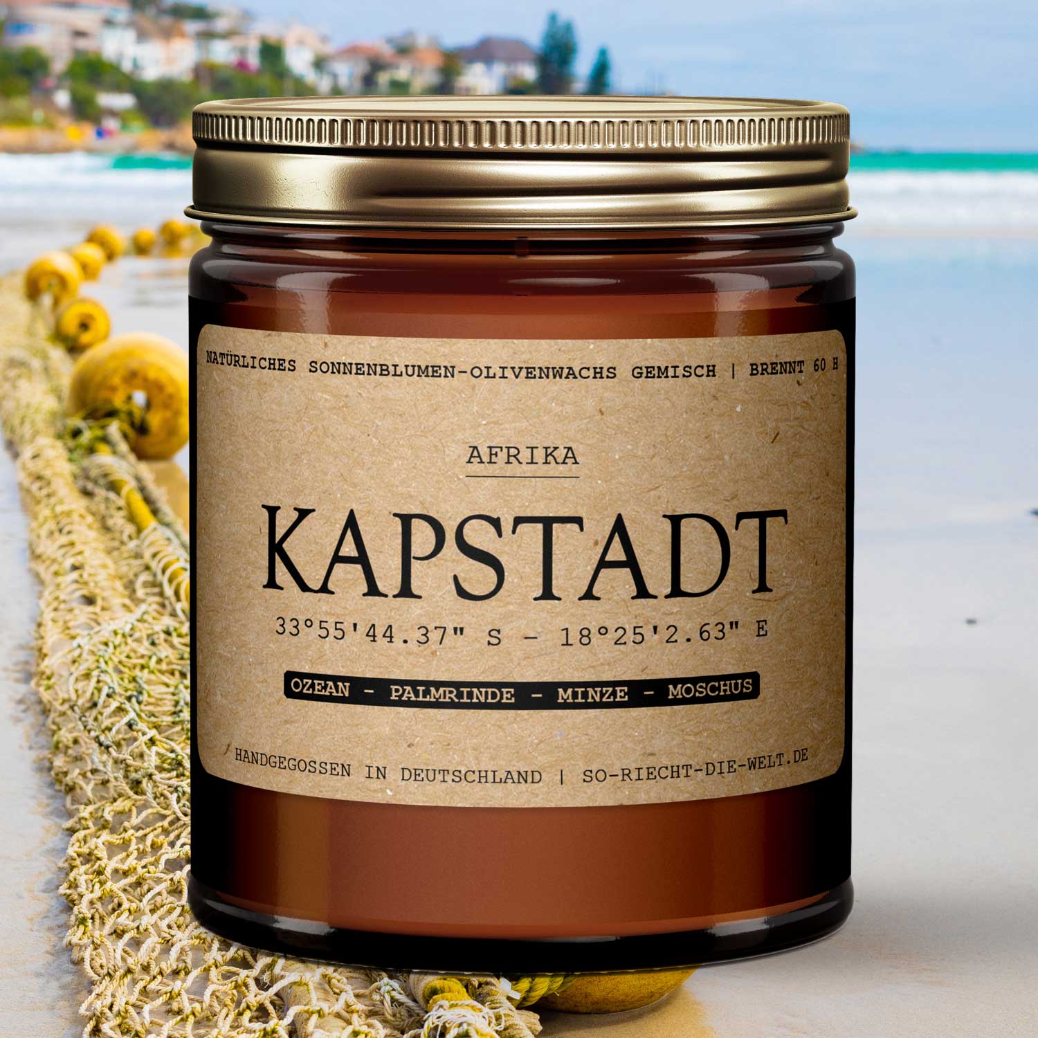 Kapstadt Duftkerze - Ozean | Palmrinde | Minze | Moschus