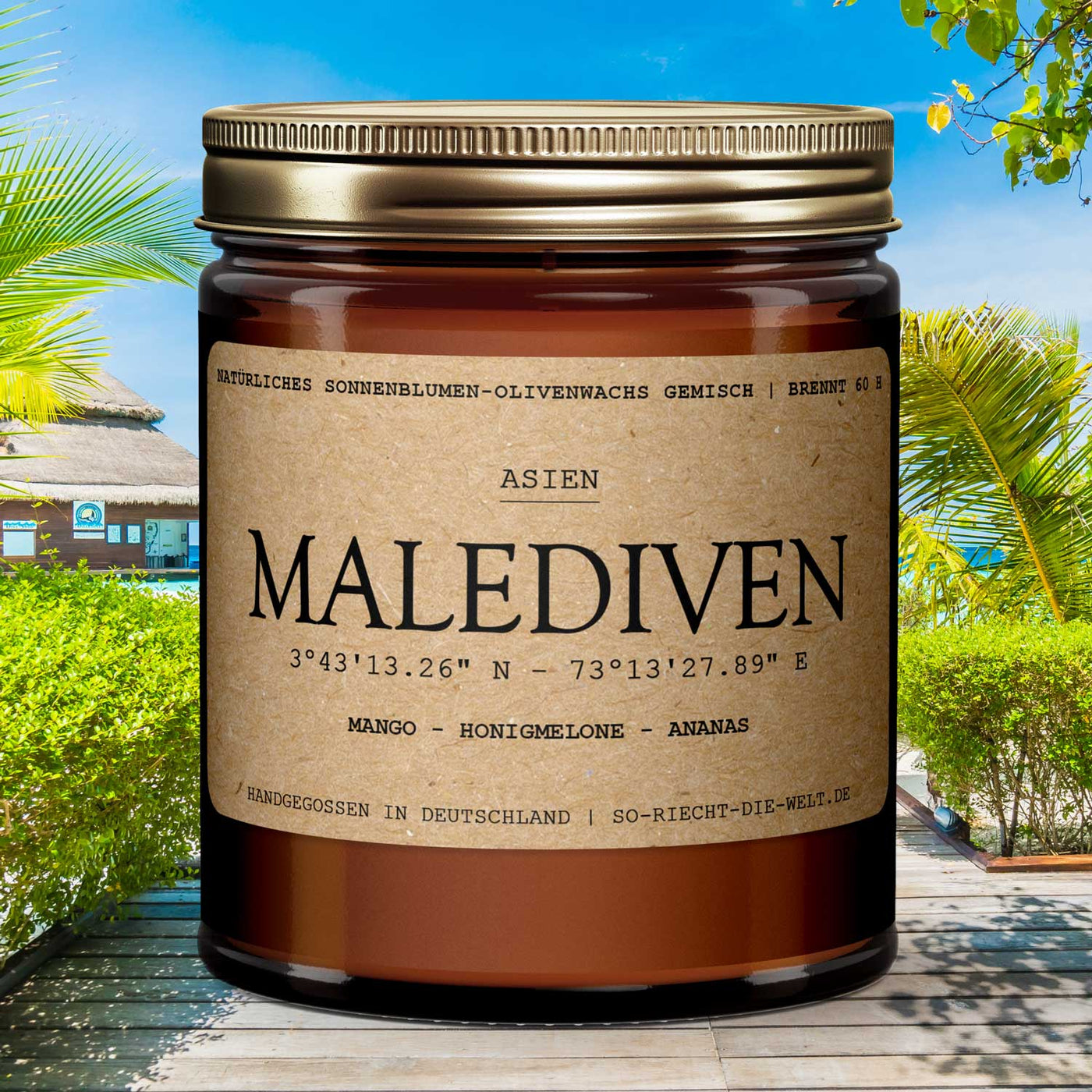 Malediven Duftkerze - Mango | Honigmelone |  Ananas