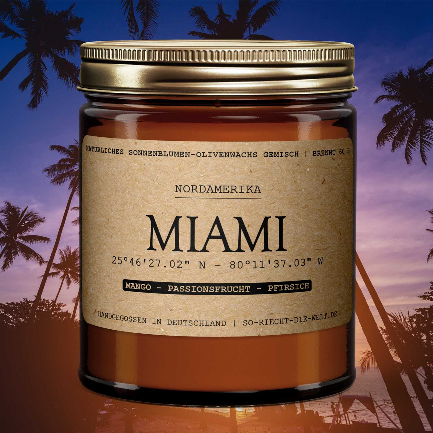 Miami Duftkerze - Mango | Passionsfrucht | Pfirsich-0