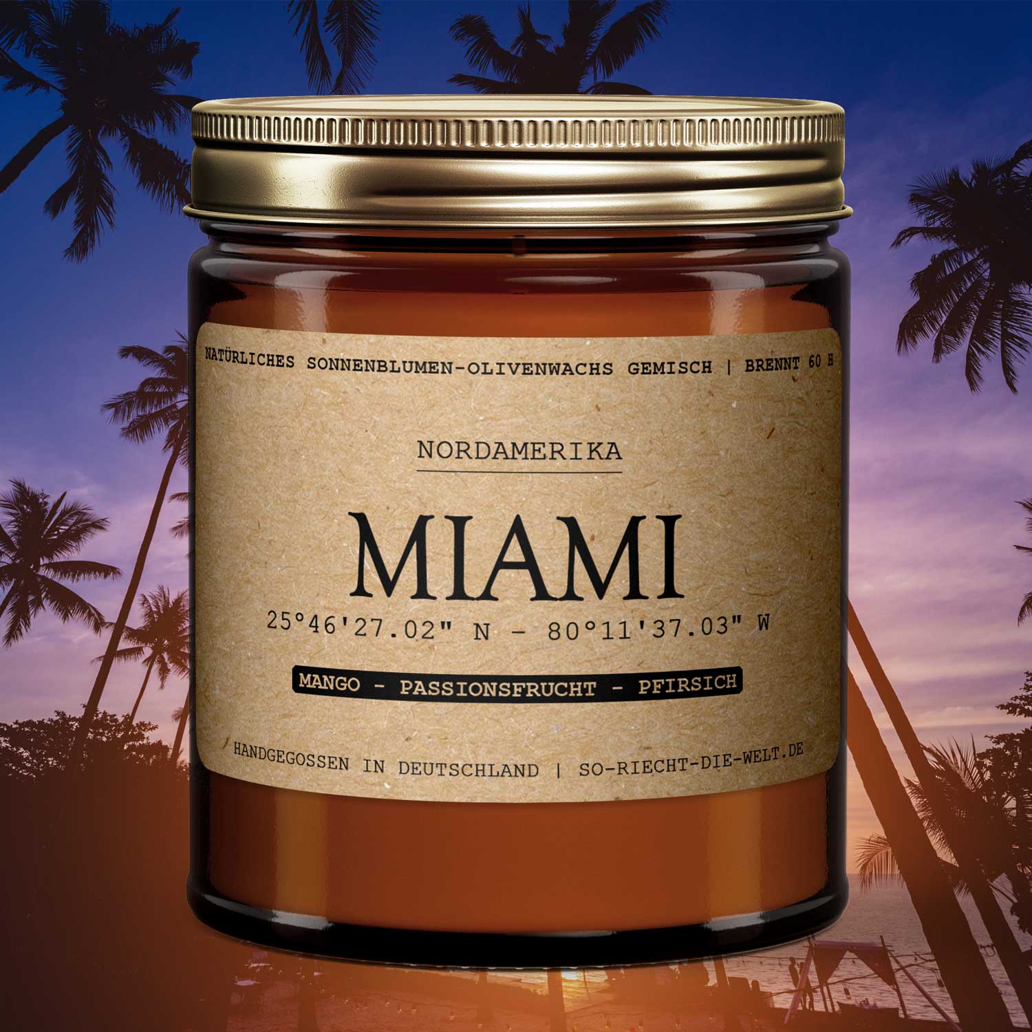 Miami Duftkerze - Mango | Passionsfrucht | Pfirsich-0