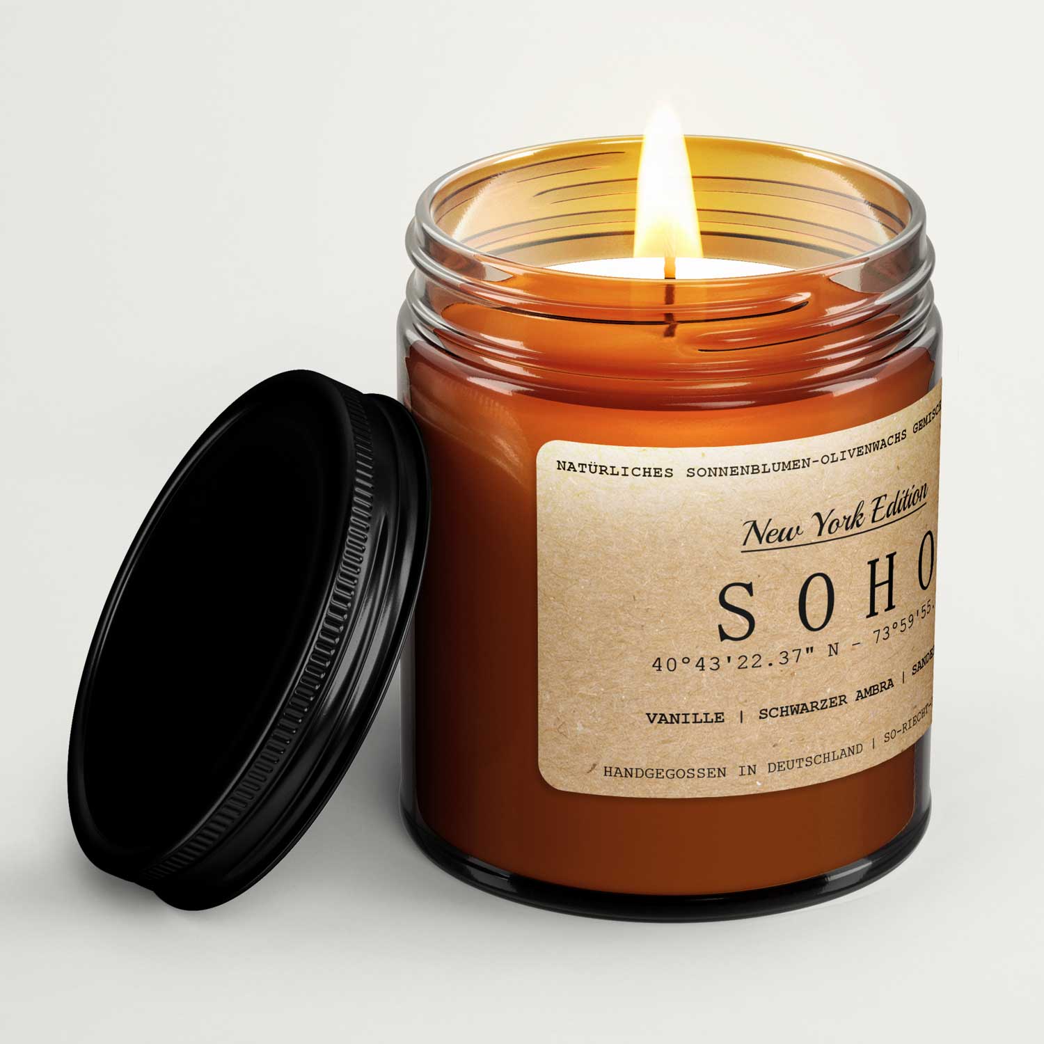 Soho Kerze - New York Edition - Vanille | schwarzer Ambra | Sandelholz