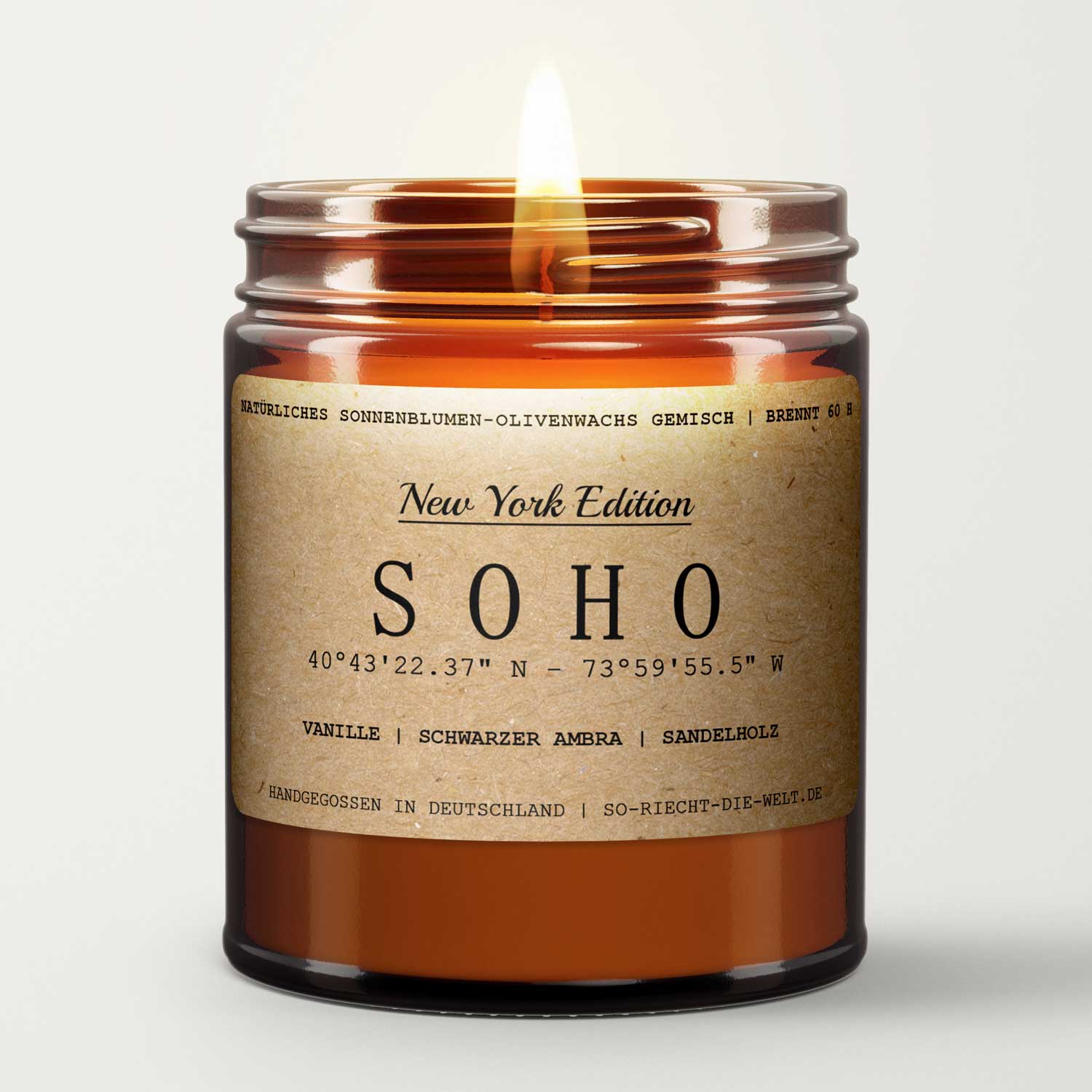 Soho Kerze - New York Edition - Vanille | schwarzer Ambra | Sandelholz