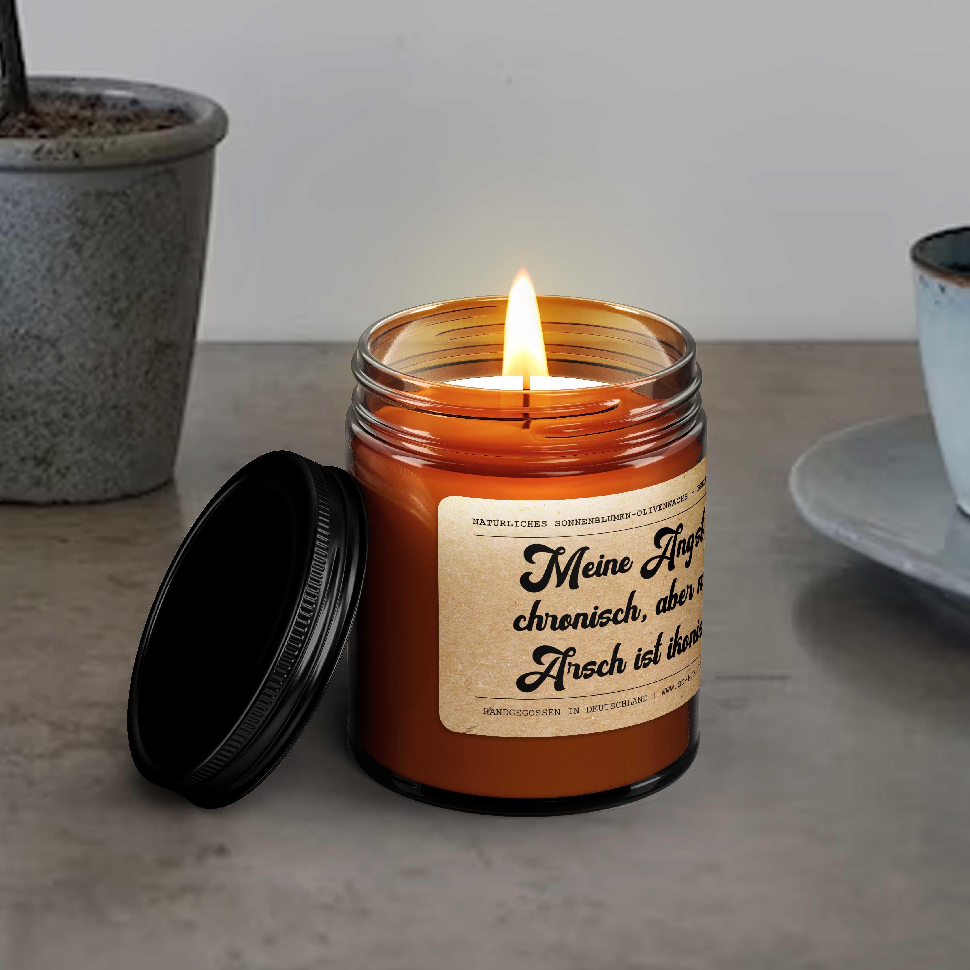 Meine Angst ist chronisch, aber mein Arsch ist ikonisch. - Duftkerze, Kerze, Freund Geschenk Kerze, Jubiläumsgeschenk, Geburtstagsgeschenk für ihn, Jubiläumsgeschenk für ihn, Freund